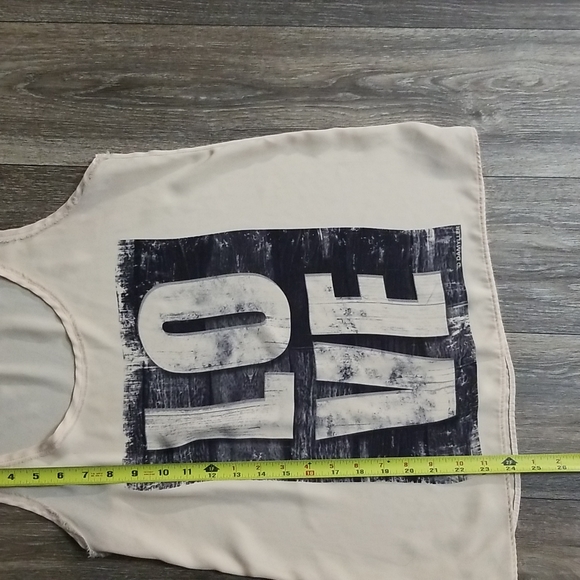 Damyller Peach "LOVE" Sheer Graphic Tank Top Size Large - Picture 4 of 6